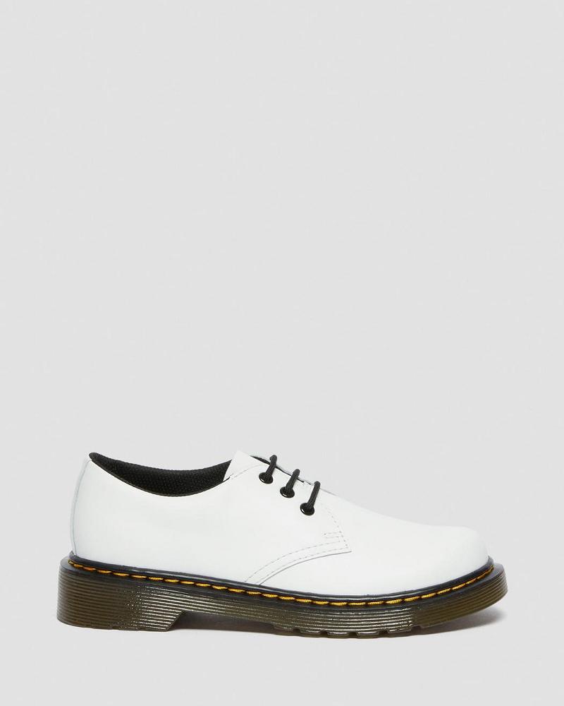 White Kids' Dr Martens Junior 1461 Leather Lace Up Shoes | CA 725HAP